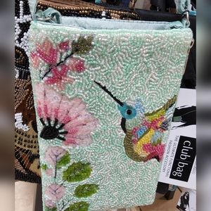 Long strap beaded shoulder bag